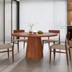 Calen Walnut Solid Wood Pedestal Round Dining Table  - image 21