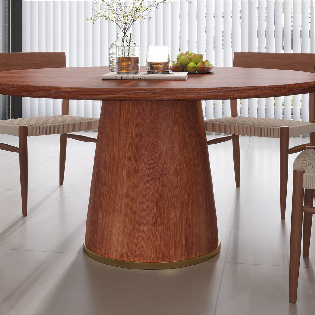 Calen Walnut Solid Wood Pedestal Round Dining Table  - image 19