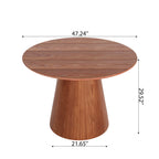 Calen Walnut Solid Wood Pedestal Round Dining Table  - image 43