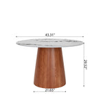 Calen Walnut Solid Wood Pedestal Round Dining Table  - image 34