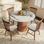 Calen Walnut Solid Wood Pedestal Round Dining Table  - image 47