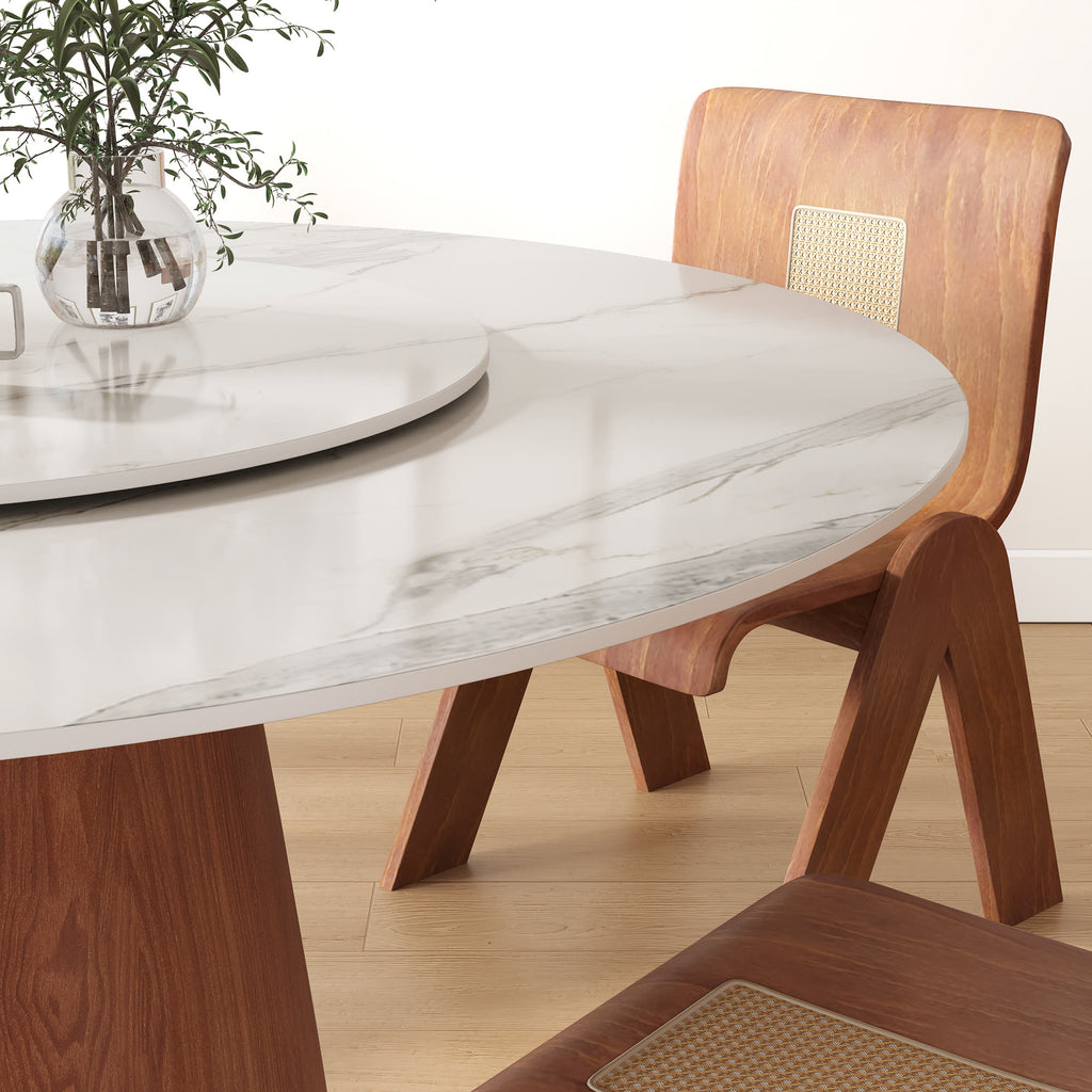 Calen Walnut Solid Wood Pedestal Round Dining Table With Lazy Susan - image 7