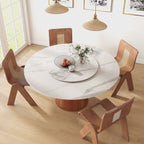 Calen Walnut Solid Wood Pedestal Round Dining Table With Lazy Susan - image 4