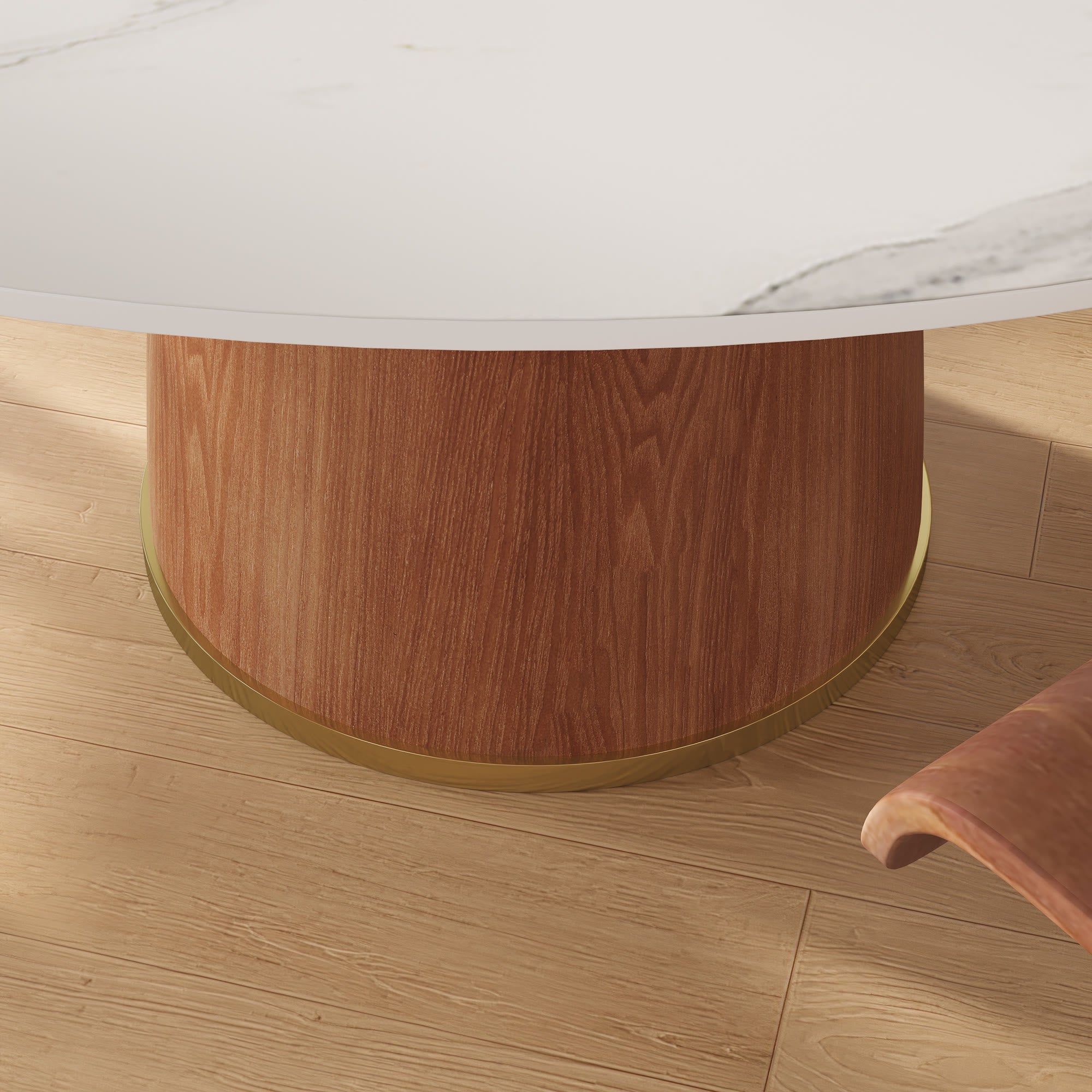 Calen Walnut Solid Wood Pedestal Round Dining Table With Lazy Susan - image 2