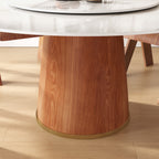 Calen Walnut Solid Wood Pedestal Round Dining Table With Lazy Susan - image 1