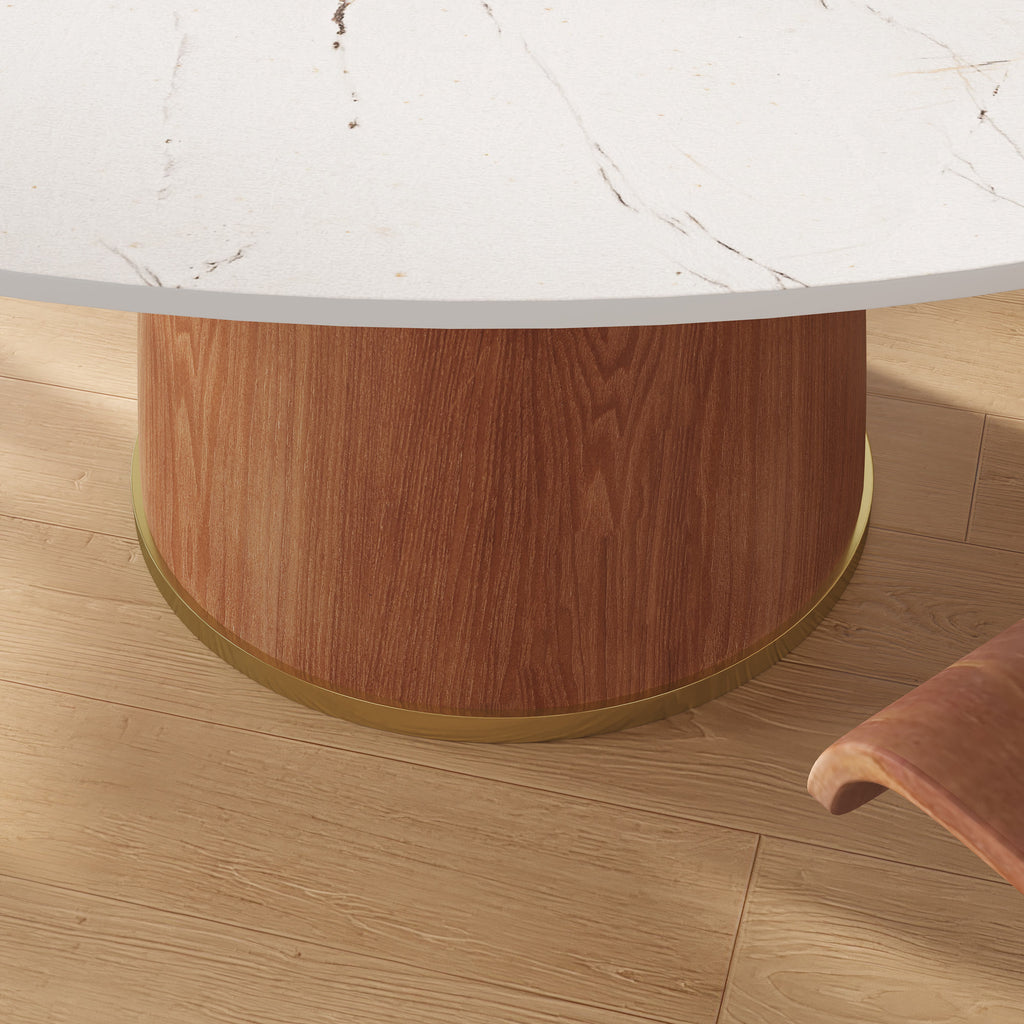 Calen Walnut Solid Wood Pedestal Round Dining Table With Lazy Susan - image 10