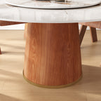Calen Walnut Solid Wood Pedestal Round Dining Table With Lazy Susan - image 9