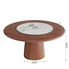 Calen Walnut Solid Wood Pedestal Round Dining Table With Lazy Susan - image 22
