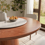 Calen Walnut Solid Wood Pedestal Round Dining Table With Lazy Susan - image 18