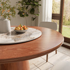 Calen Walnut Solid Wood Pedestal Round Dining Table With Lazy Susan - image 26