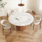 Calen Walnut Solid Wood Pedestal Round Dining Table With Lazy Susan - image 36