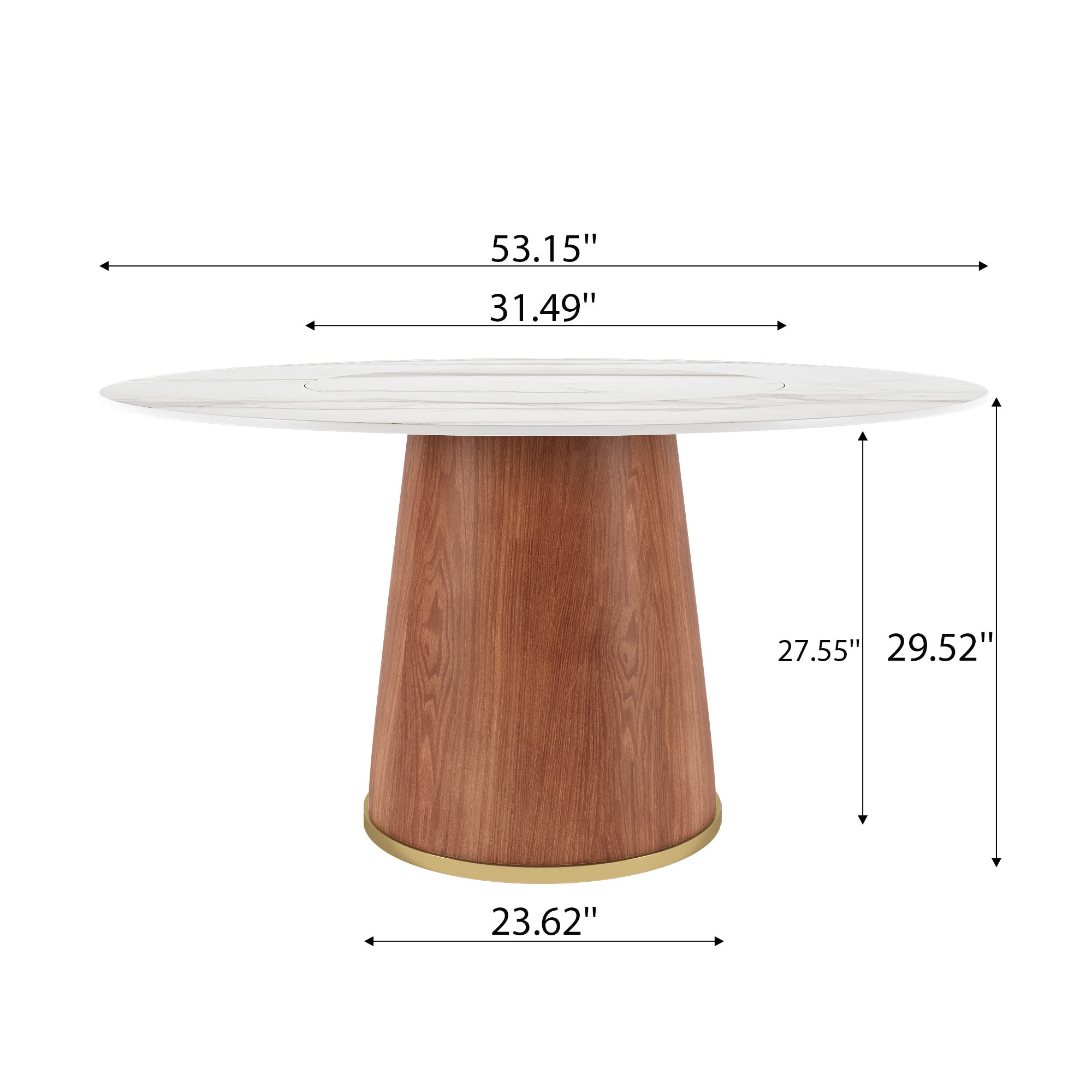 Calen Walnut Solid Wood Pedestal Round Dining Table With Lazy Susan - image 37