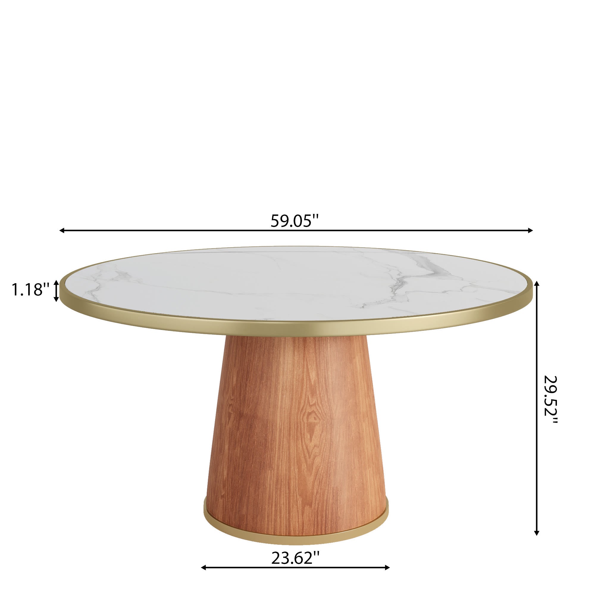 Calen Walnut Solid Wood Pedestal Round Dining Table  - image 41