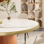 Calen Walnut Solid Wood Pedestal Round Dining Table  - image 42