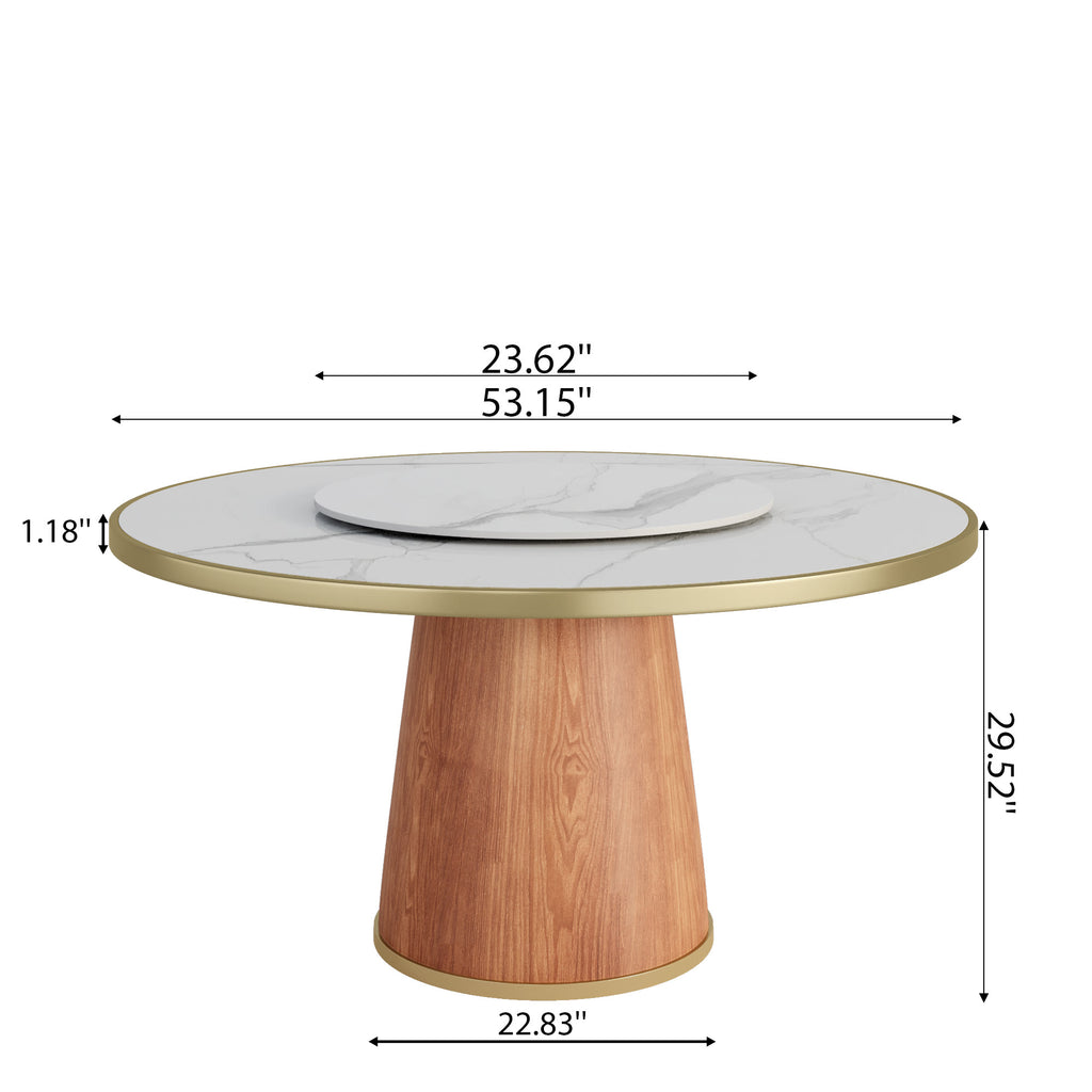 Calen Walnut Solid Wood Pedestal Round Dining Table With Lazy Susan - image 51