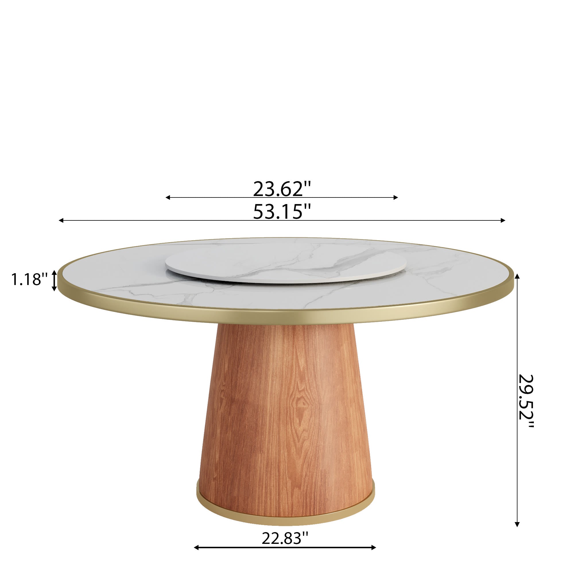 Calen Walnut Solid Wood Pedestal Round Dining Table With Lazy Susan - image 51