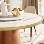 Calen Walnut Solid Wood Pedestal Round Dining Table With Lazy Susan - image 53