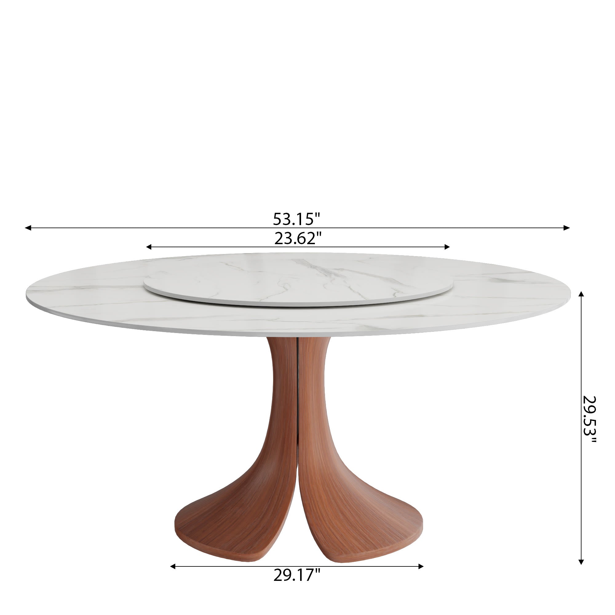 Calyx Red Walnut Solid Wood Pedestal Round Dining Table  - image 29