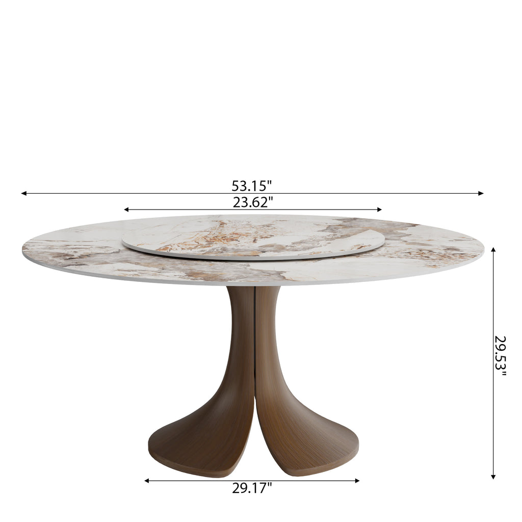 Calyx Dark Walnut Solid Wood Pedestal Round Dining Table  - image 37