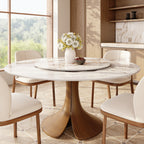 Calyx Dark Walnut Solid Wood Pedestal Round Dining Table  - Pandora - 59" Table - with Lazy Susan - image 36