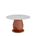 Prisma Red Walnut Solid Wood Geometric Pedestal Round Dining Table  - image 1
