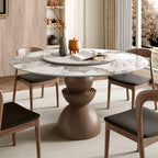 Mira Dark Walnut Solid Wood Pedestal Round Dining Table - Pandora - 59" Table - with Lazy Susan - image 27