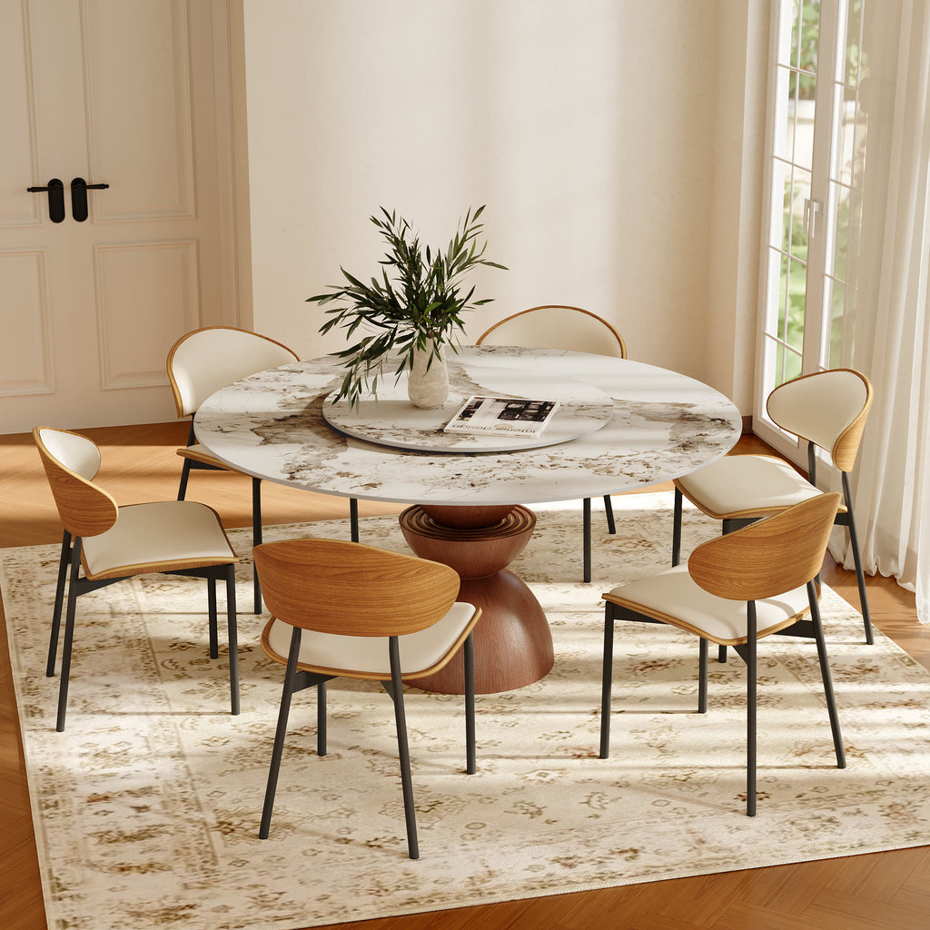 Mira Red Walnut Solid Wood Pedestal Round Dining Table - image 31