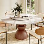 Mira Red Walnut Solid Wood Pedestal Round Dining Table - image 41