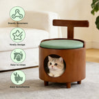 Solid Wood Enclosed Cats Beds & Portable Kitty House with Removable Washable Cushion - image 6
