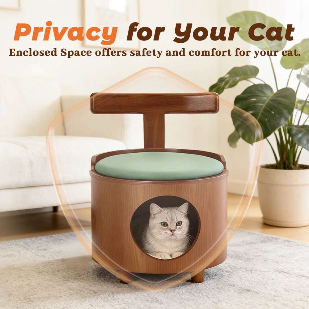 Solid Wood Enclosed Cats Beds & Portable Kitty House with Removable Washable Cushion - image 9