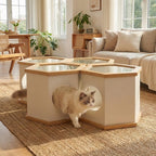 22" Playful Solid Wood Cat Litter Box Enclosure Furniture With High-Quality Glass Desktop - image 1