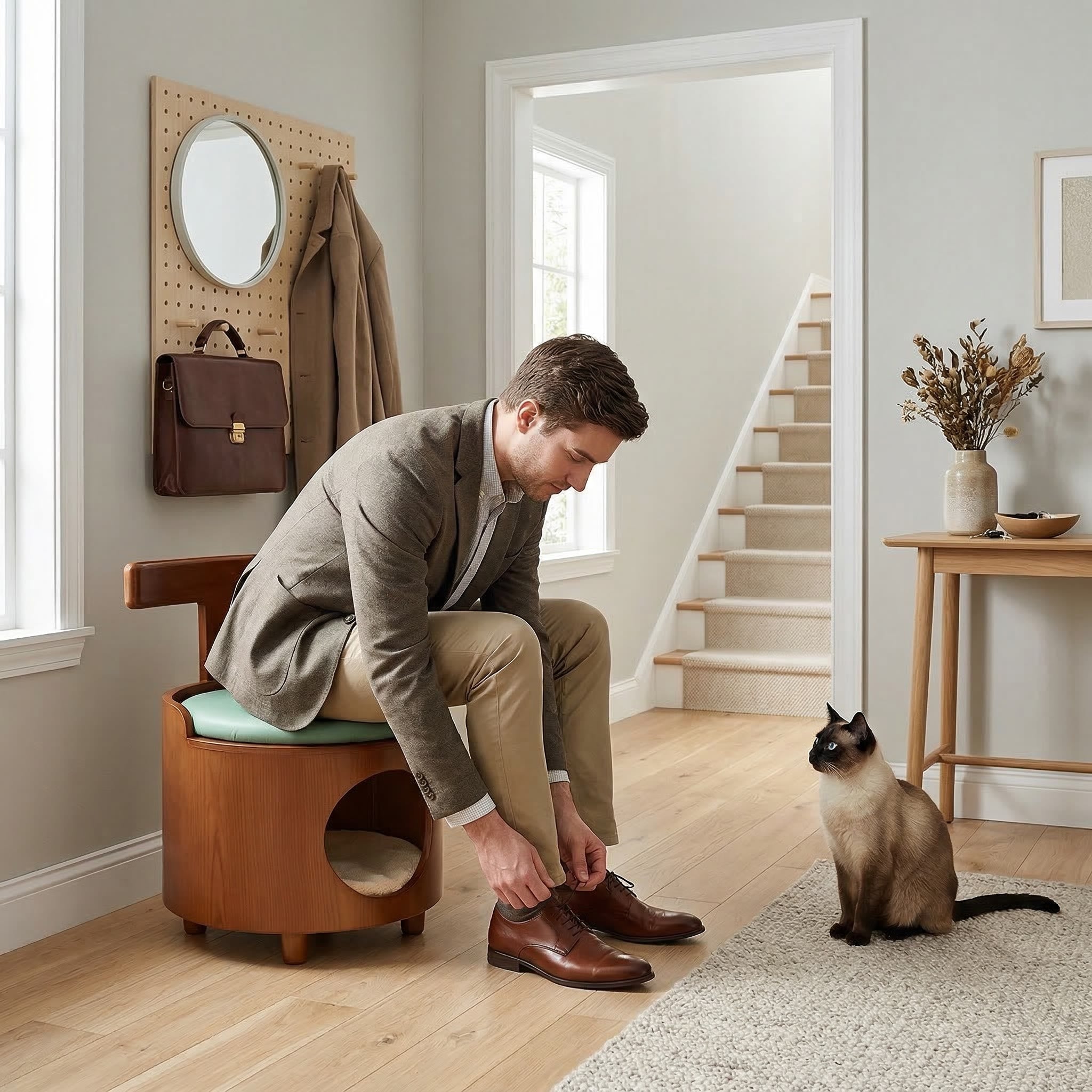 Solid Wood Enclosed Cats Beds & Portable Kitty House with Removable Washable Cushion - image 4