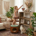 Solid Wood Enclosed Cats Beds & Portable Kitty House with Removable Washable Cushion - image 5