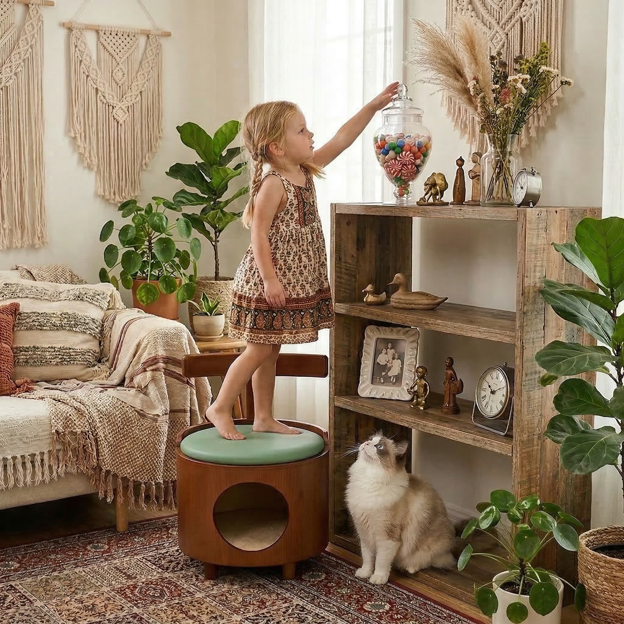 Solid Wood Enclosed Cats Beds & Portable Kitty House with Removable Washable Cushion - image 5