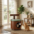 Solid Wood Enclosed Cats Beds & Portable Kitty House with Removable Washable Cushion - image 3