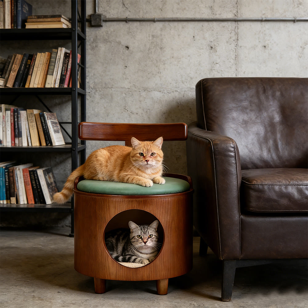 Solid Wood Enclosed Cats Beds & Portable Kitty House with Removable Washable Cushion - image 2
