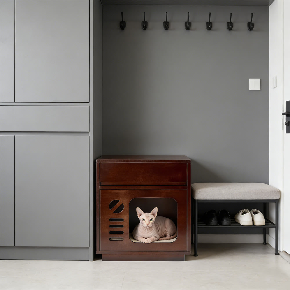 Solid Wood Cat Bed & Nightstand with Drawer - image 12