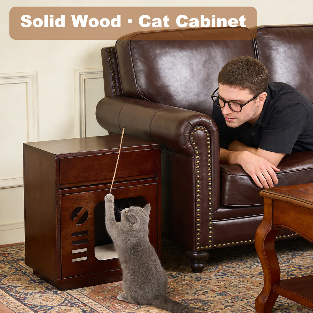 Solid Wood Cat Bed & Nightstand with Drawer - Fully Assembled, Odor-Locking Ventilation, Pet-Safe Furniture-Grade Cat Beds - image 2