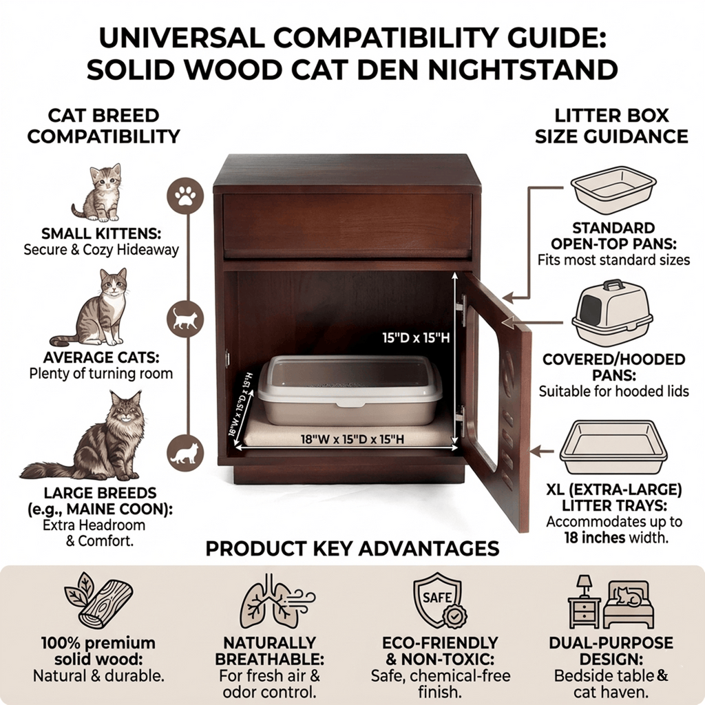 Solid Wood Cat Bed & Nightstand with Drawer - image 5
