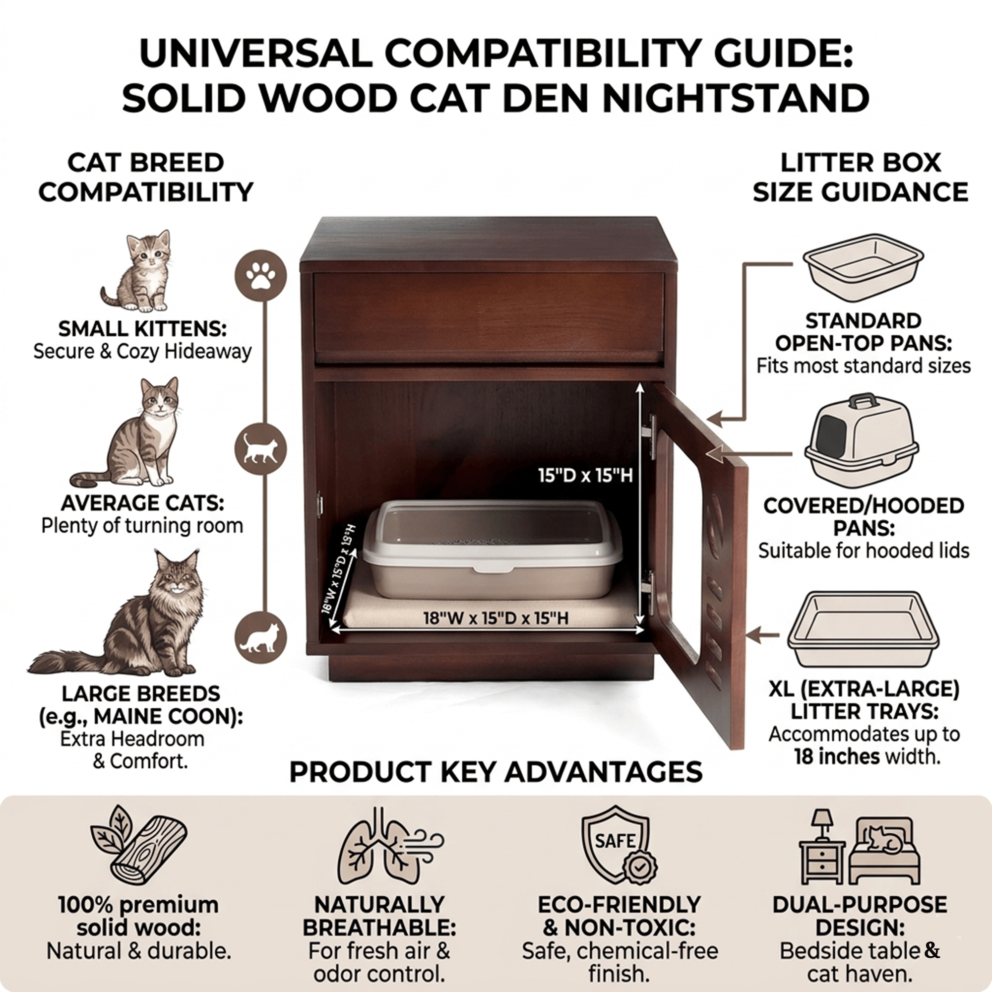 Solid Wood Cat Bed & Nightstand with Drawer - image 5