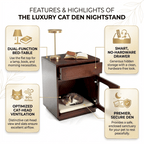 Solid Wood Cat Bed & Nightstand with Drawer - image 6
