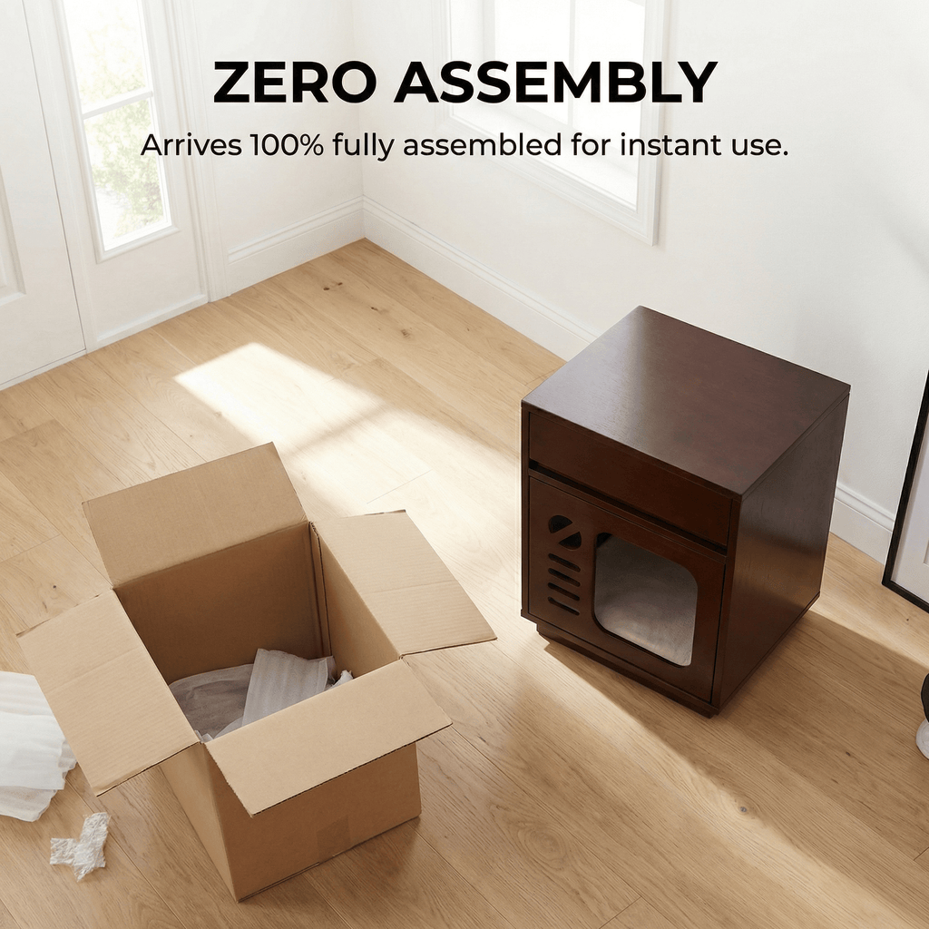 Solid Wood Cat Bed & Nightstand with Drawer - image 13