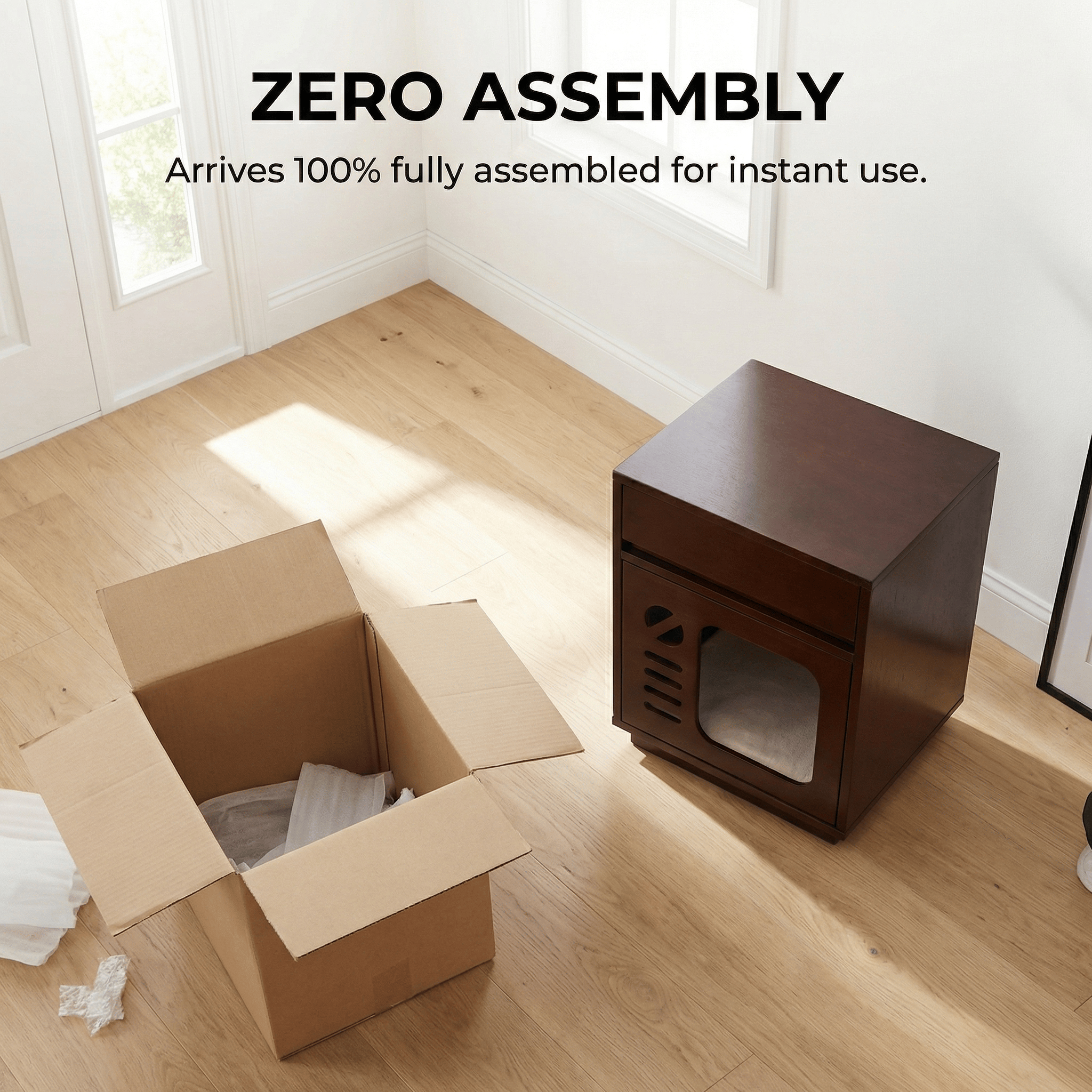 Solid Wood Cat Bed & Nightstand with Drawer - image 13
