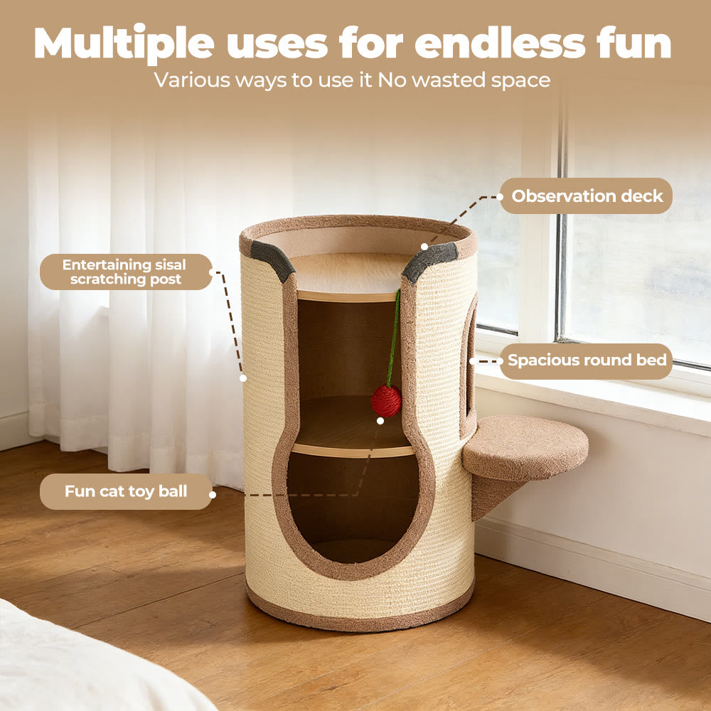 Sisal Wooden Cat Tree & Pet House Combo With Scratching Sisal Board Cat Ball - image 7