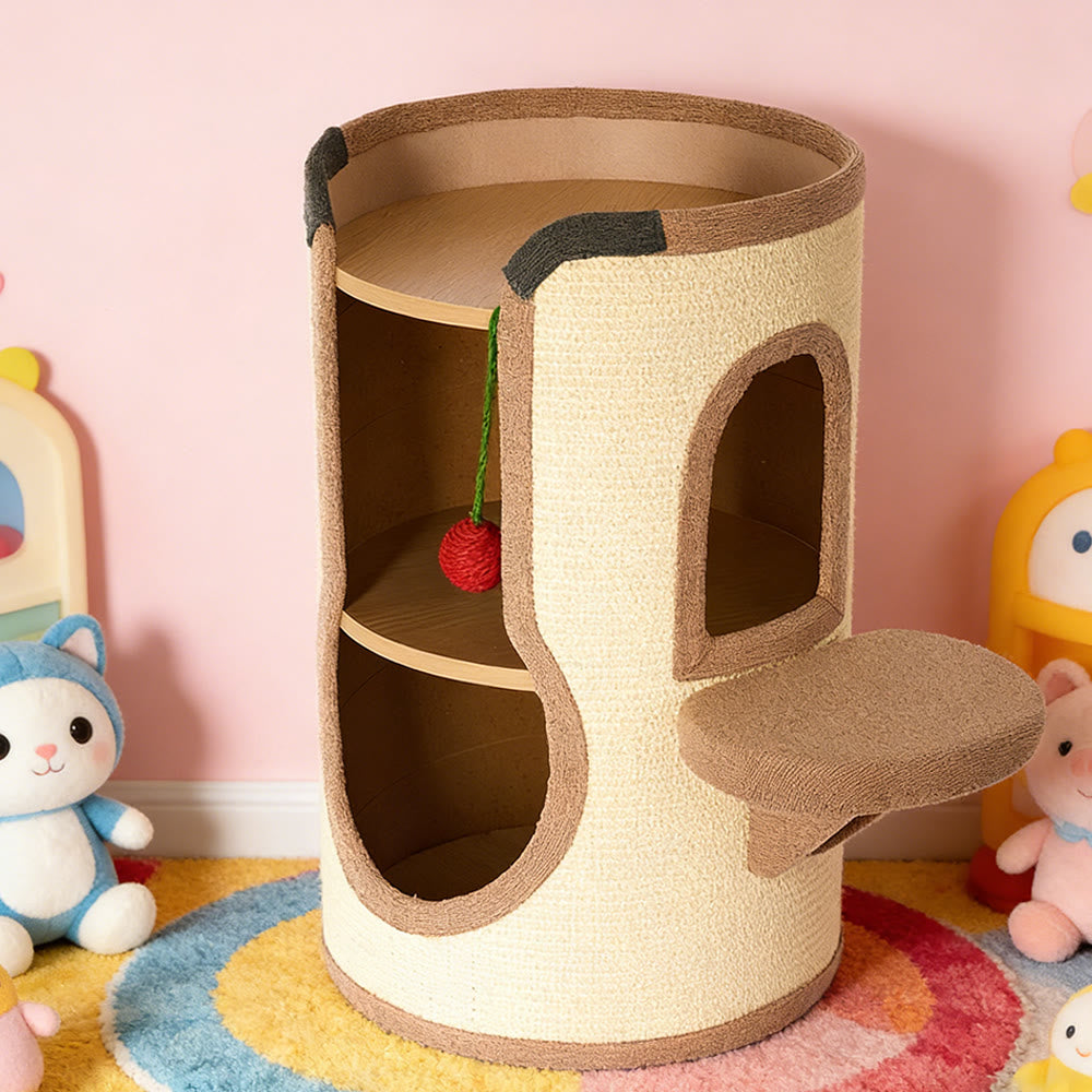 Sisal Wooden Cat Tree & Pet House Combo With Scratching Sisal Board Cat Ball - image 8