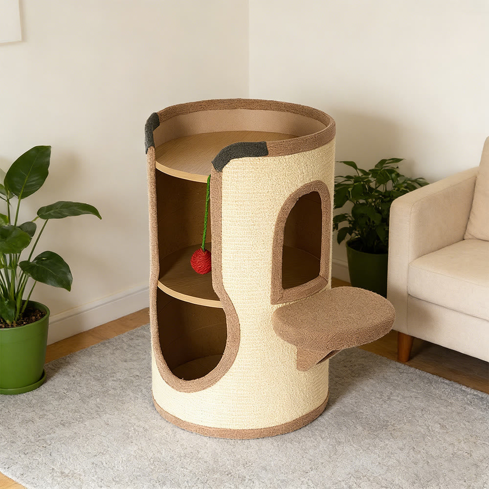 Sisal Wooden Cat Tree & Pet House Combo With Scratching Sisal Board Cat Ball - image 9