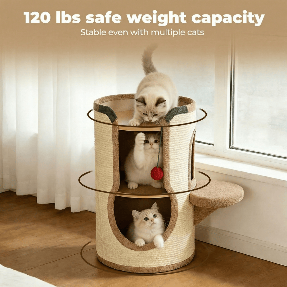 Sisal Wooden Cat Tree & Pet House Combo With Scratching Sisal Board Cat Ball - image 11