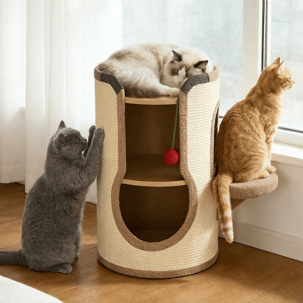 Sisal Wooden Cat Tree & Pet House Combo With Scratching Sisal Board Cat Ball - image 2