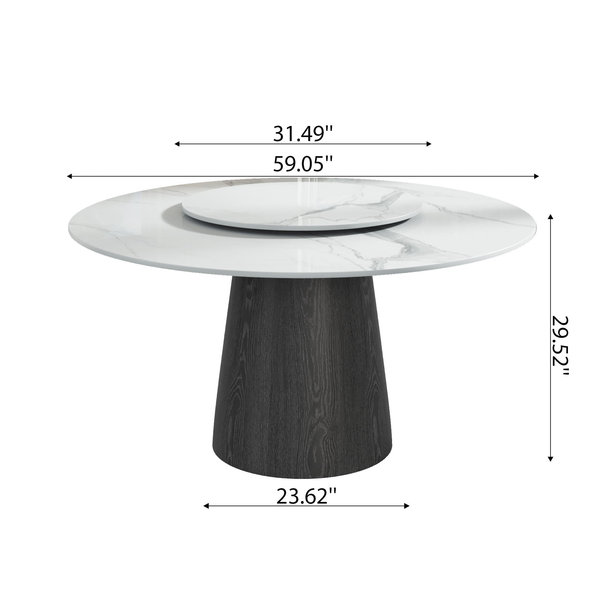 Calen Black Solid Wood Pedestal Round Dining Table  - image 52