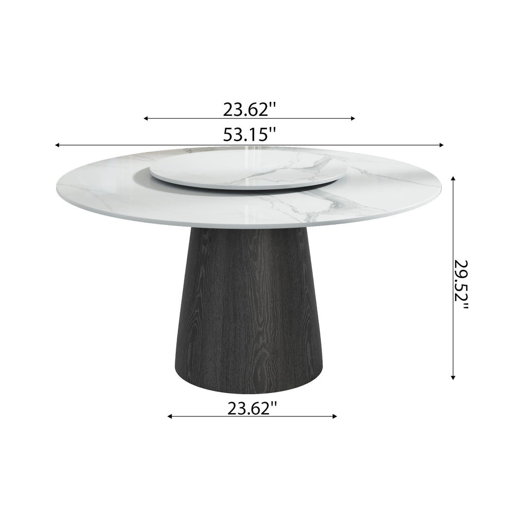 Calen Black Solid Wood Pedestal Round Dining Table  - image 51
